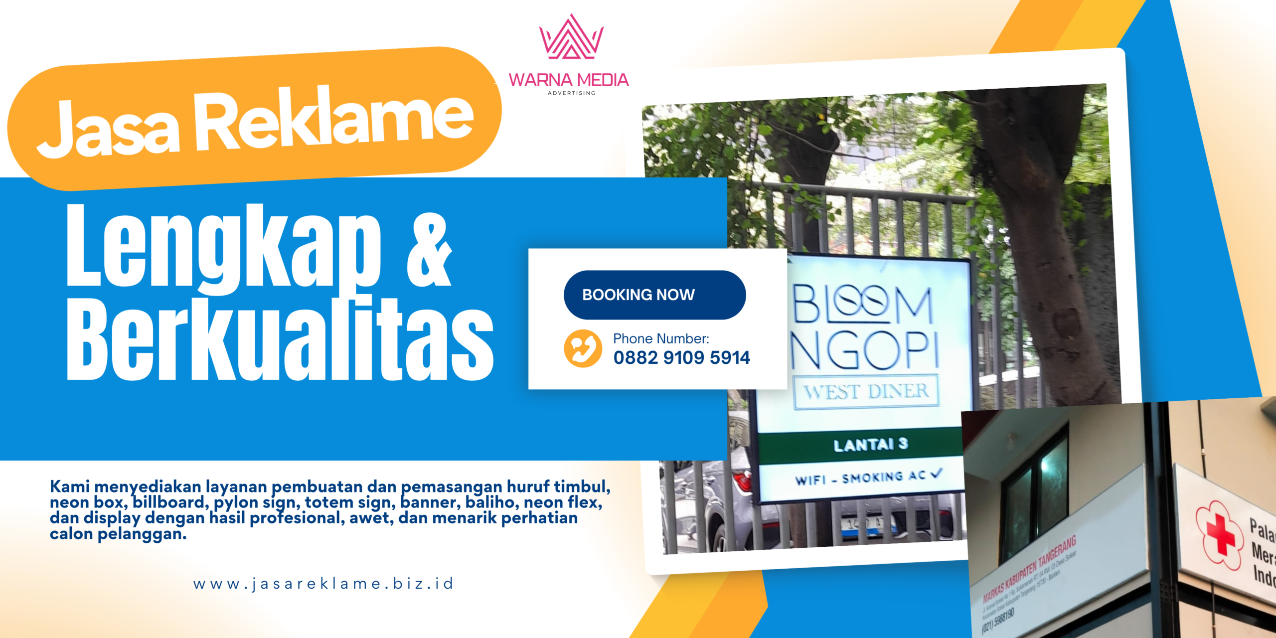 Blue And Orange Geometric Customer Services Training Banner